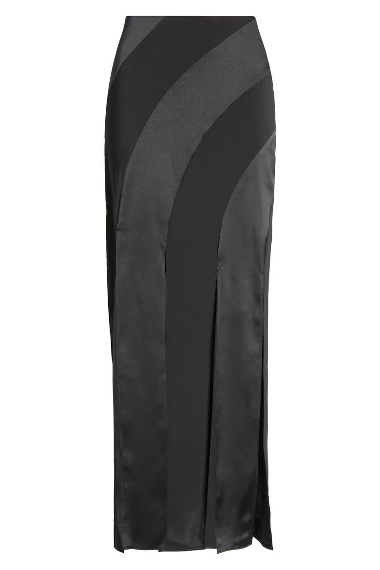 Mix Media Splice Skirt, Alternate, color, BLACK