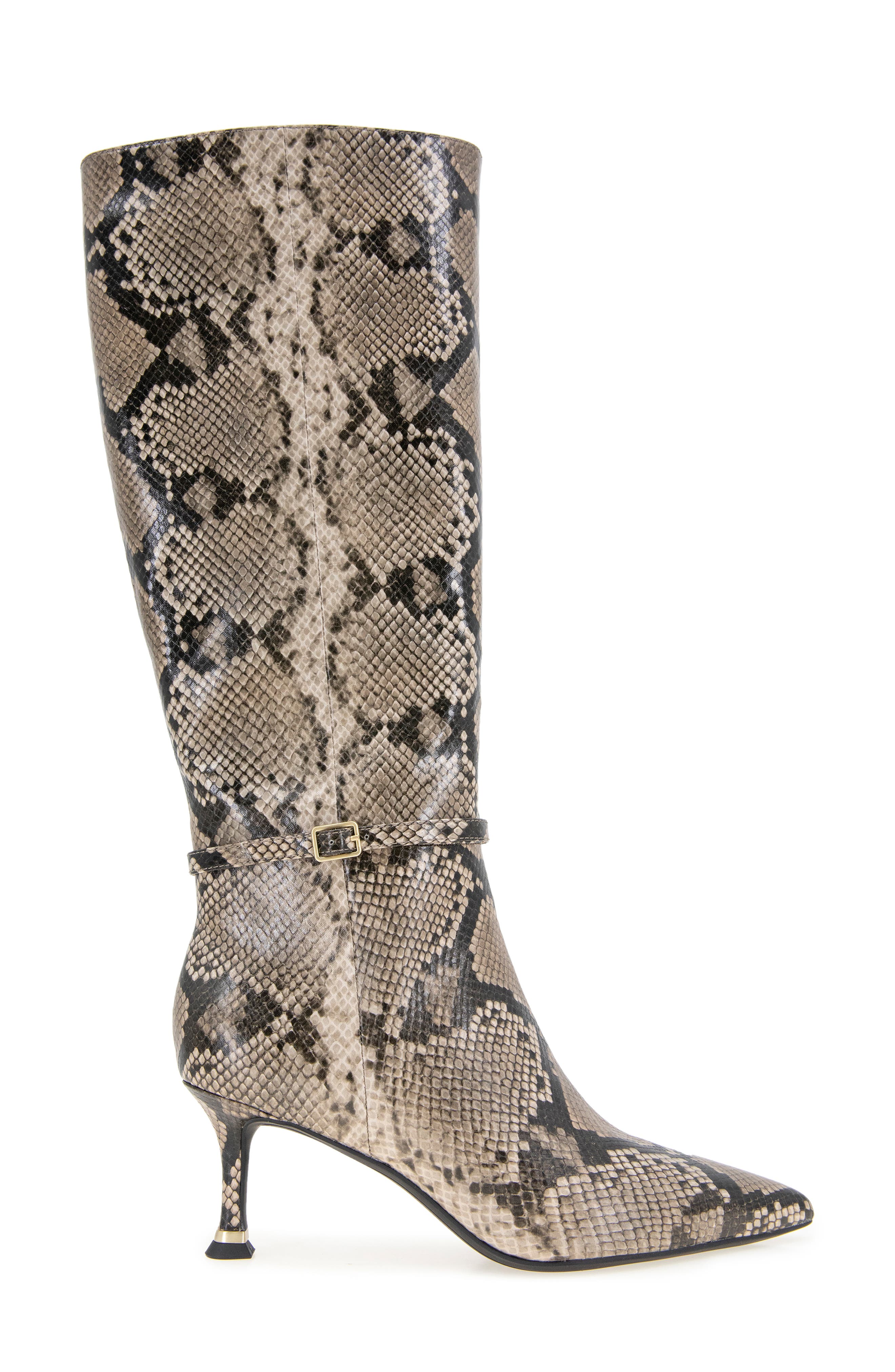 Kenneth Cole Utah Pointed Toe Knee High Boot, Alternate, color, Taupe Snake