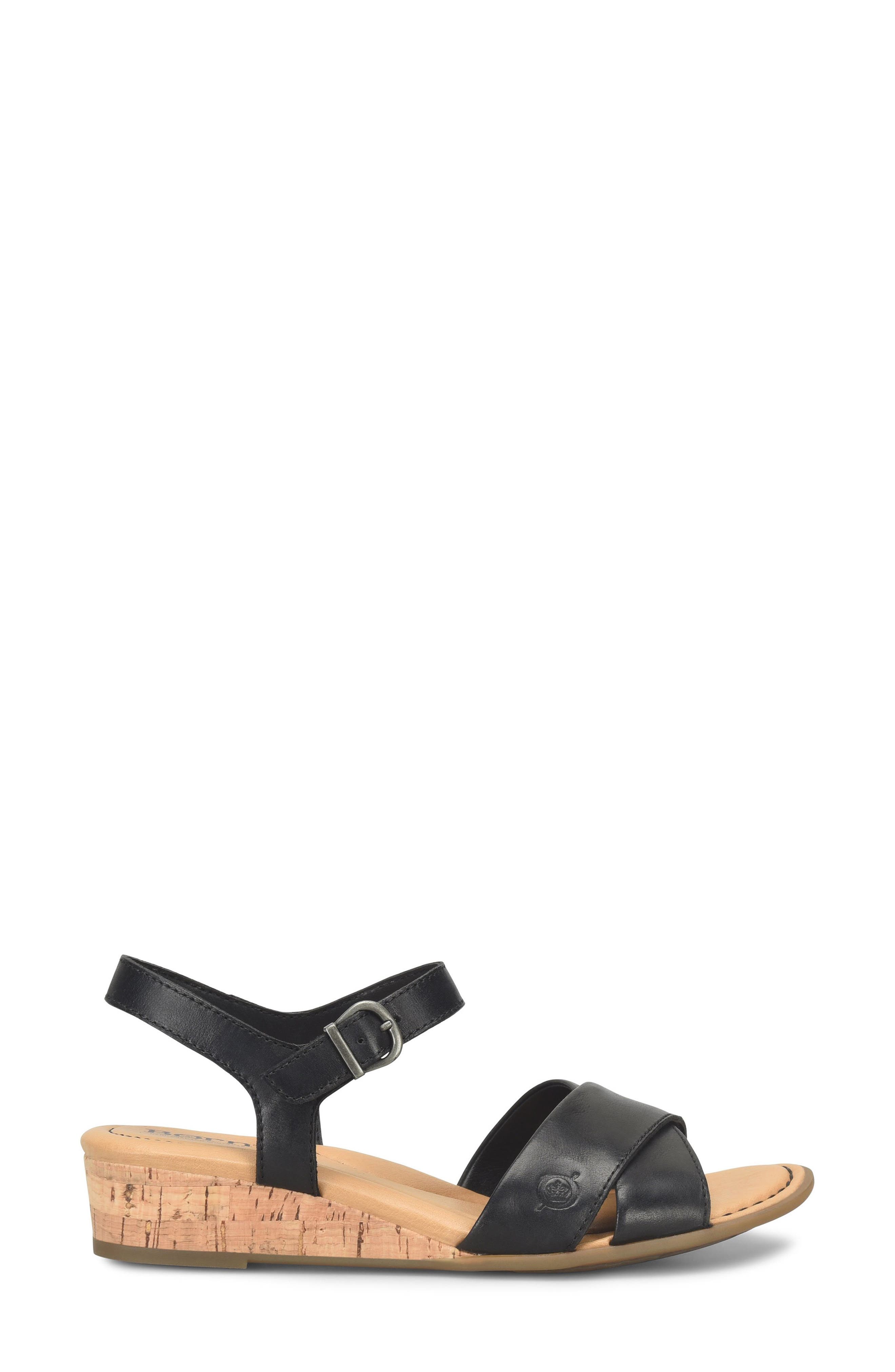Børn Paige Wedge Sandal, Alternate, color, Black Leather
