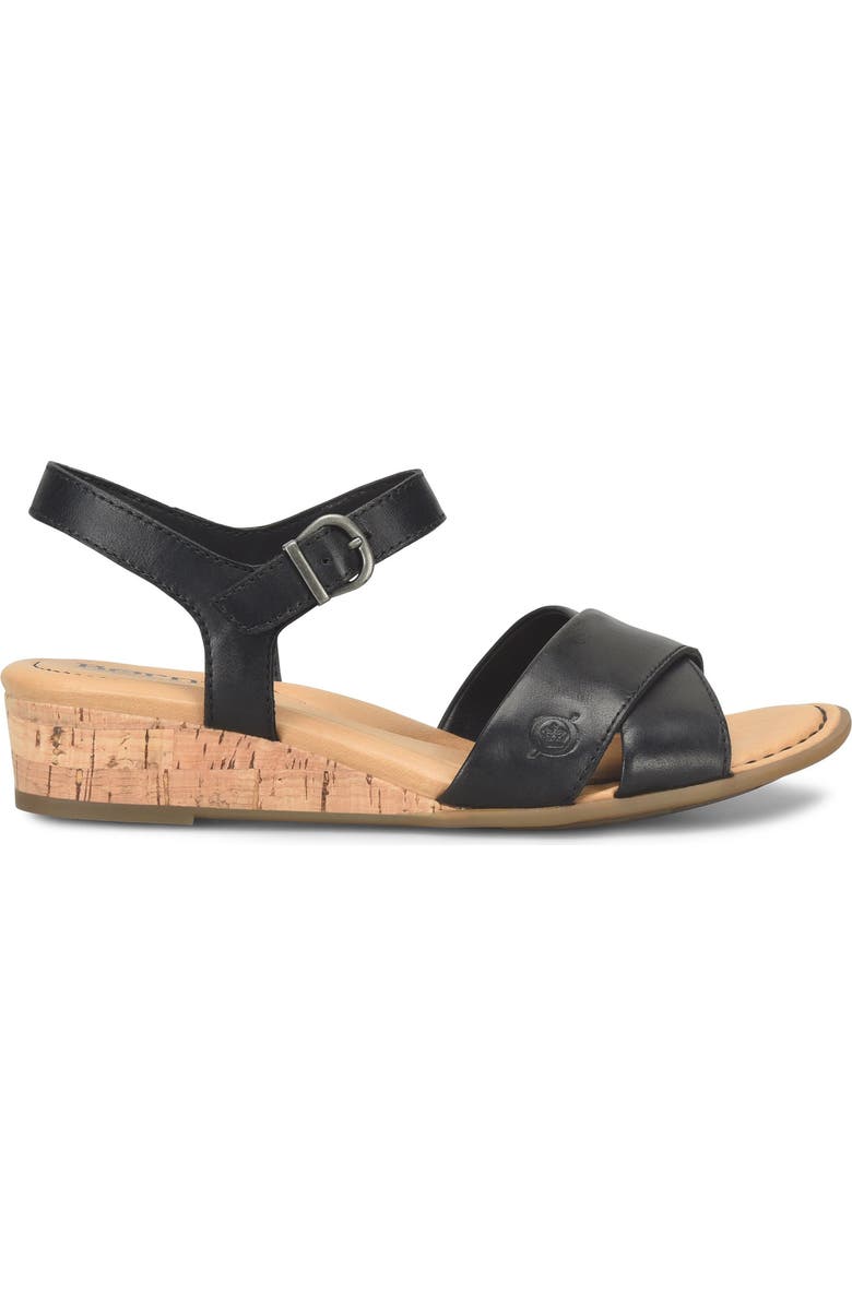 Børn Paige Wedge Sandal, Alternate, color, Black Leather