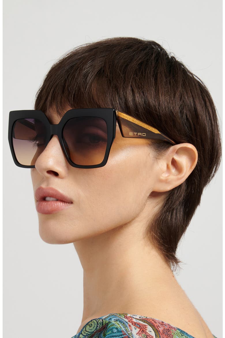 57mm Square Sunglasses, Alternate, color, BLACK YELLOW/ VIOLYELLOW DS