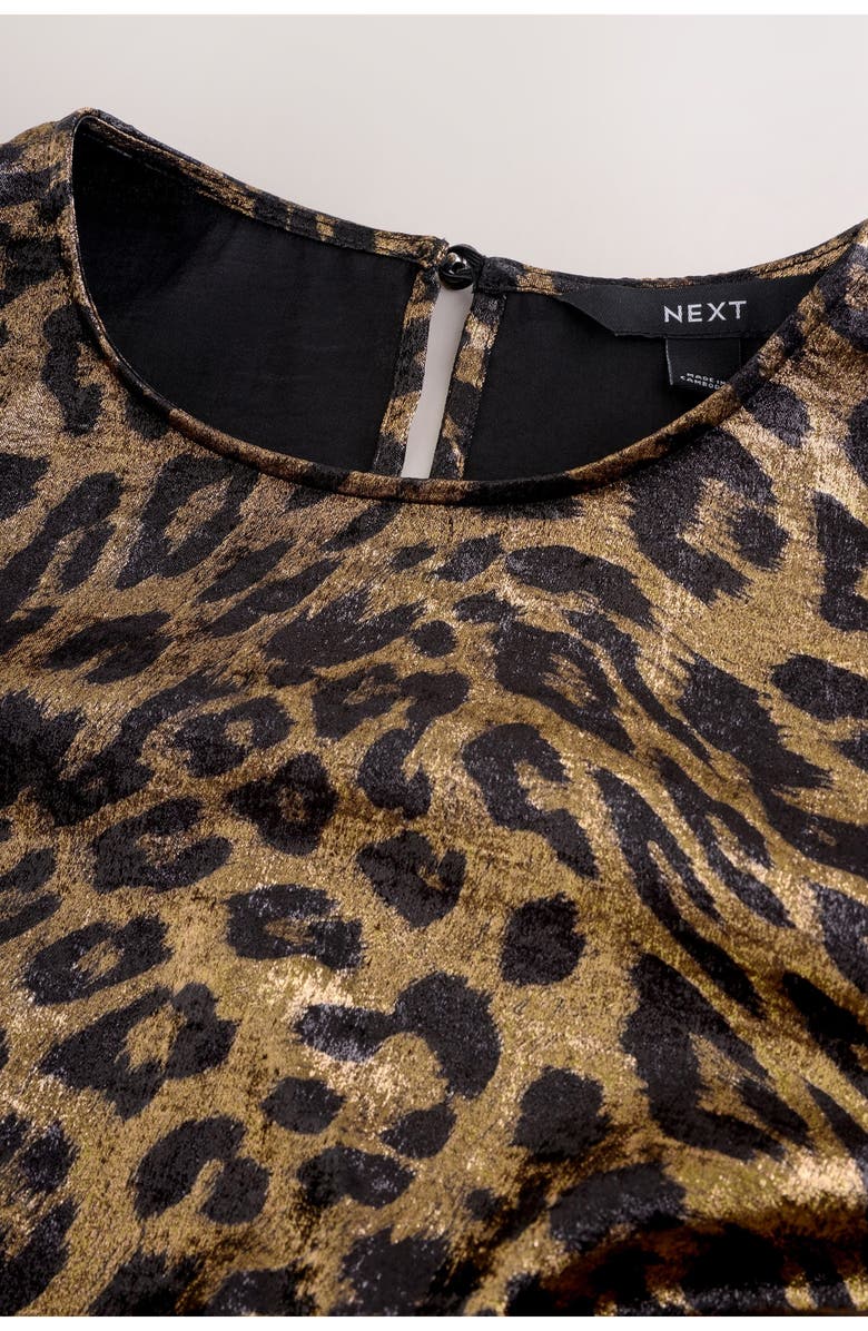 NEXT Metallic Animal Print Long Sleeve Maxi Dress, Alternate, color, Yellow