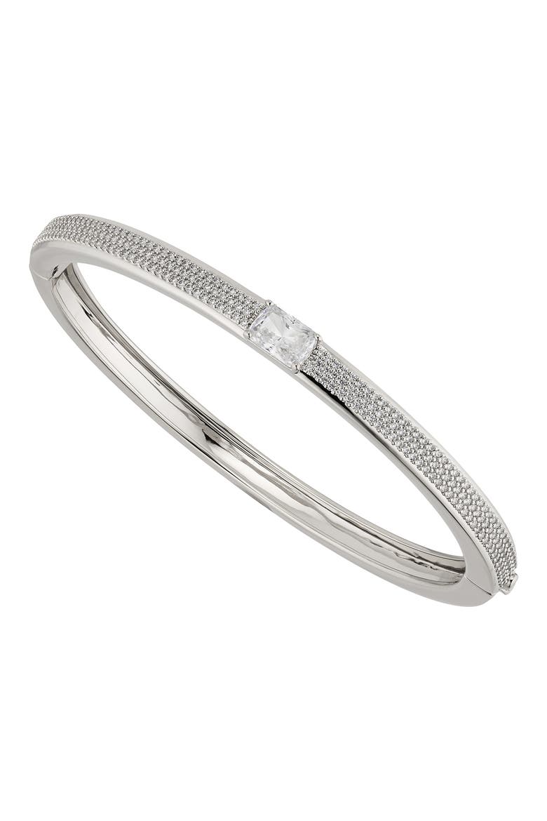 Cubic Zirconia Hinge Bracelet, Main, color, RHODIUM