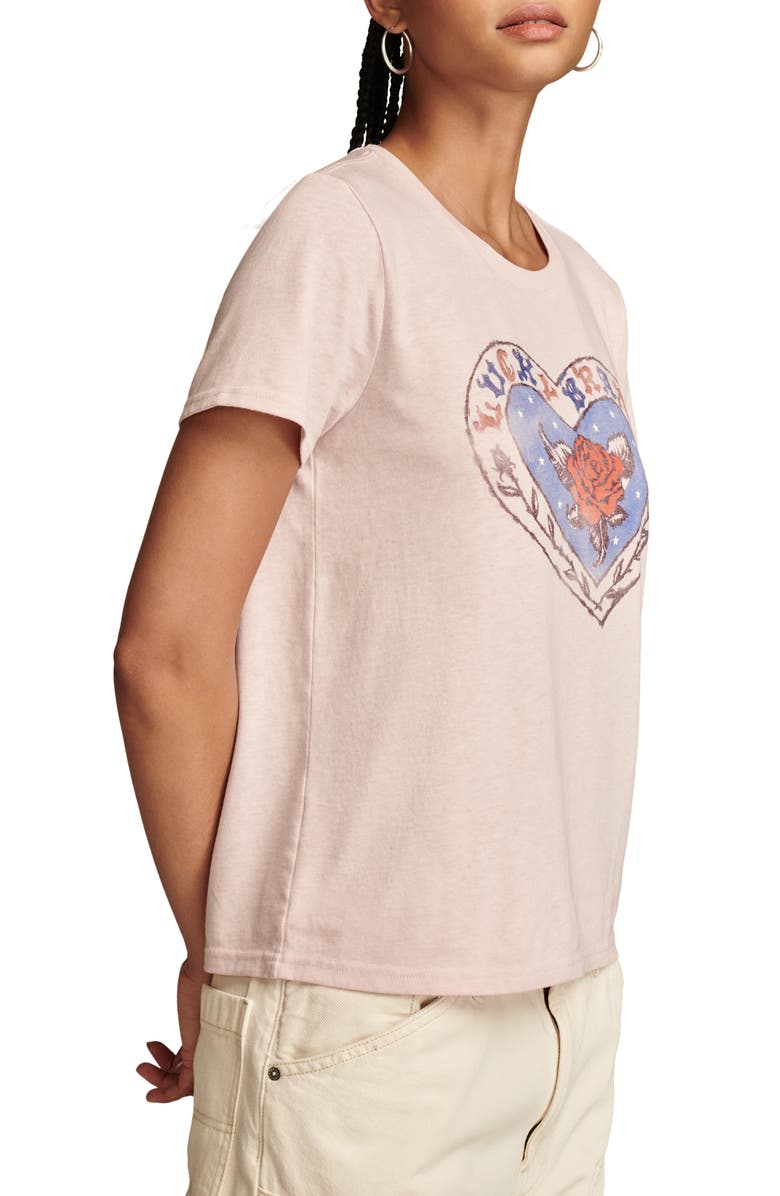 Lucky Brand Rose Heart Logo Graphic T-Shirt, Alternate, color, 