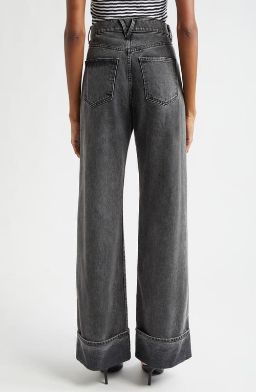 Veronica Beard Taylor High Waist Wide Leg Jeans In Stoned Washed Onyx