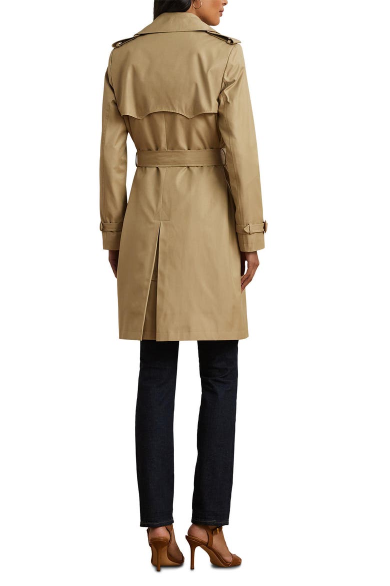 Double Breasted Belted Cotton Blend Trench Coat, Alternate, color, SAND