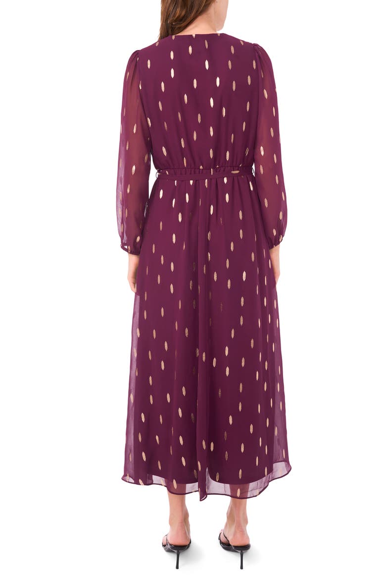 Metallic Dot Long Sleeve Chiffon Maxi Dress, Alternate, color, POTENT PURPLE