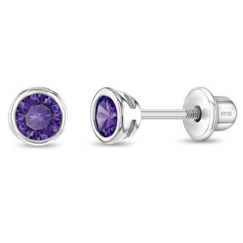 In Season Jewelry Bezel Set Solitaire Earrings in Purple at Nordstrom