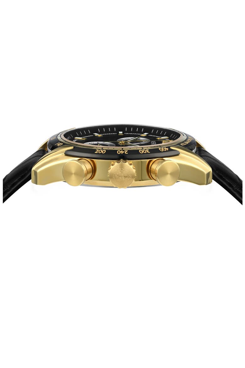 V-Ray Croc Embossed Leather Strap Watch, 44mm, Alternate, color, GOLD