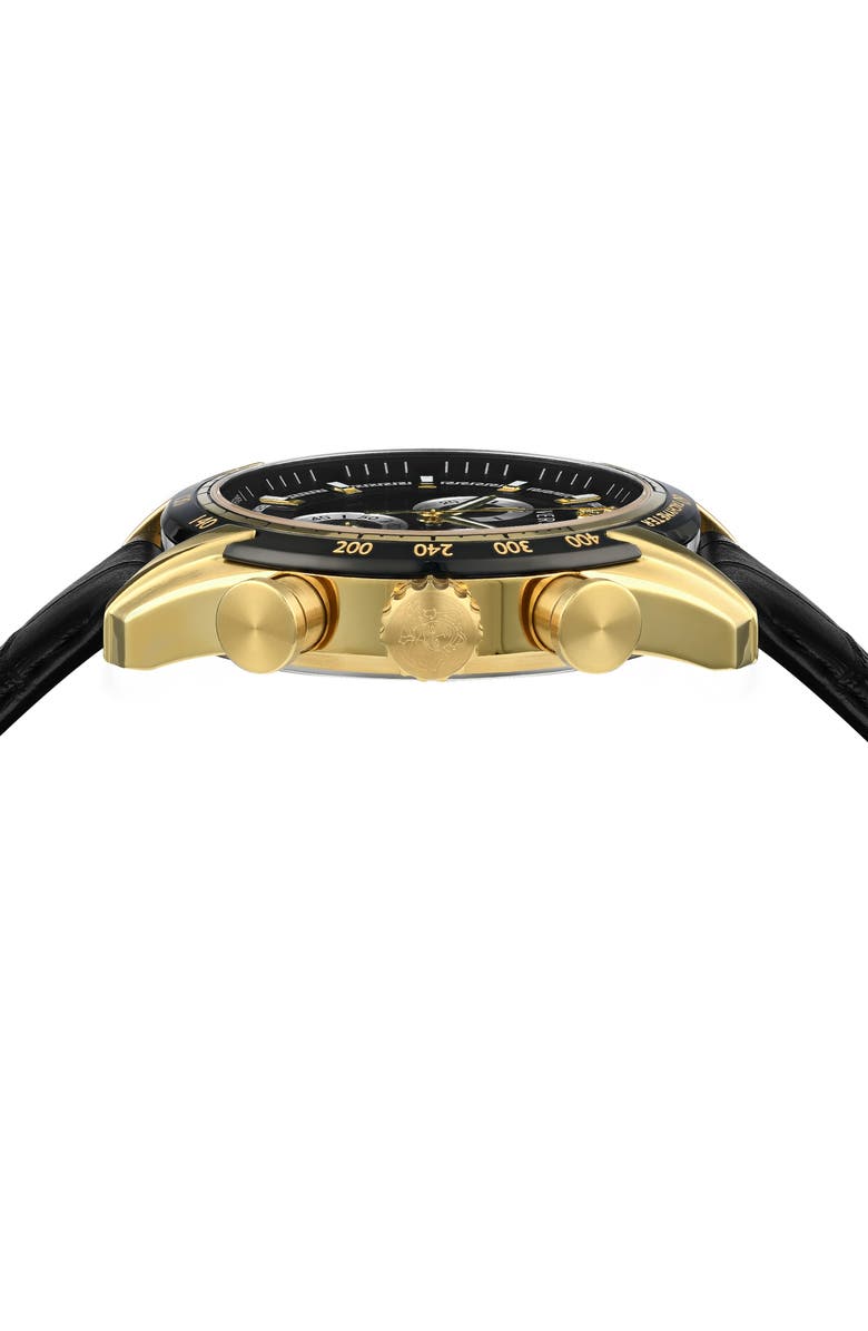 Versace V-Ray Croc Embossed Leather Strap Watch, 44mm, Alternate, color, Gold