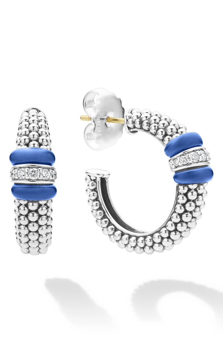 LAGOS Blue Caviar Diamond Hoop Earrings, Alternate, color, Ultramarine