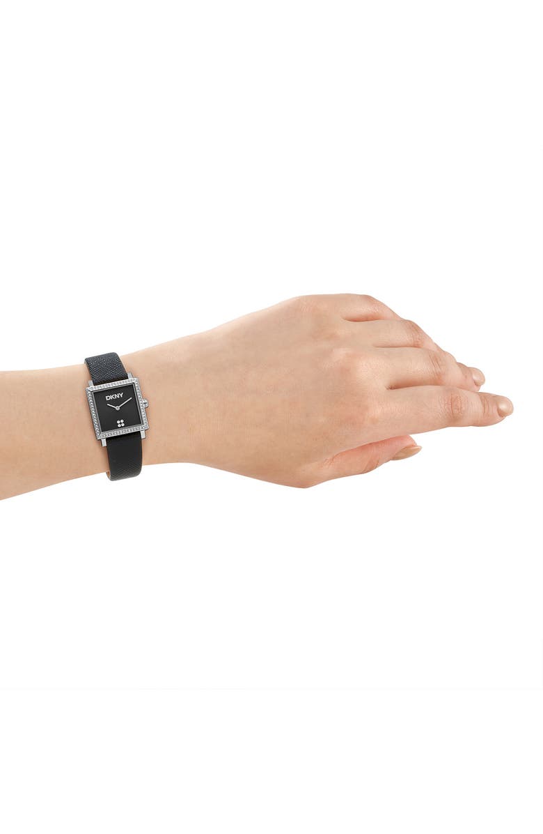 DKNY L 173 Leather Strap Watch, Alternate, color, Black