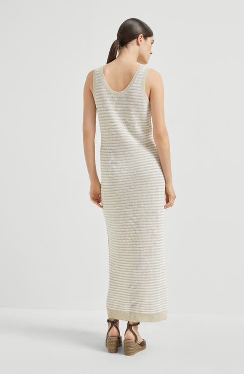 Brunello Cucinelli Stripe Scoop-neck Midi Dress In White