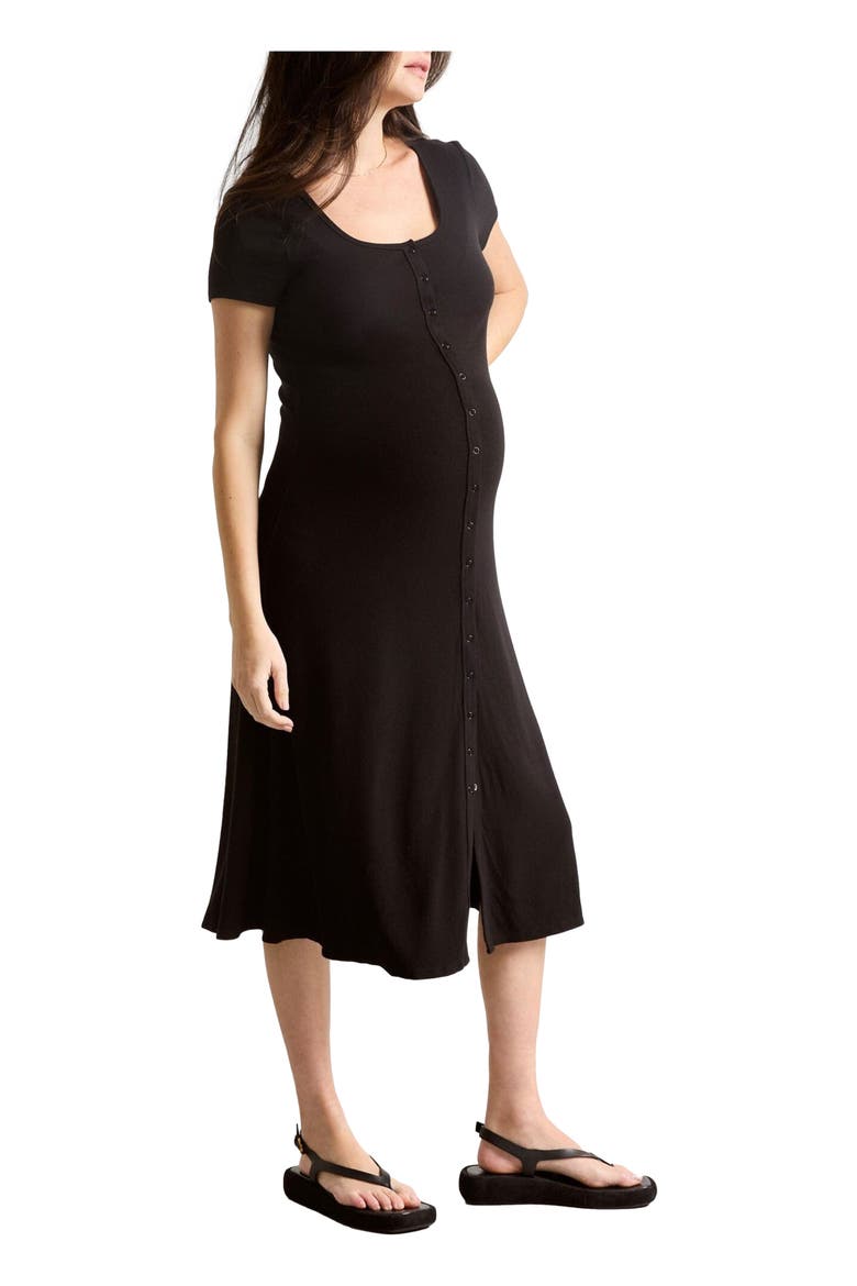 The Softest Rib Nursing Midi Dress, Alternate, color, Black