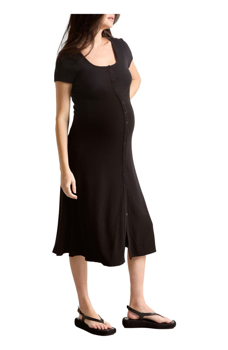 HATCH Collection The Softest Rib Nursing Midi Dress, Main, color, Black