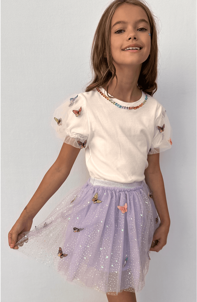 Lola + The Boys Rainbow Butterflies Tutu Skirt, Alternate, color, Light Purple
