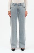 DAZE 1999 Crystal Bow High Waist Straight Leg Jeans
