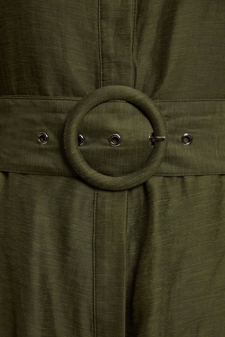 Organdie Midi Shirt Dress, Alternate, color, Khaki