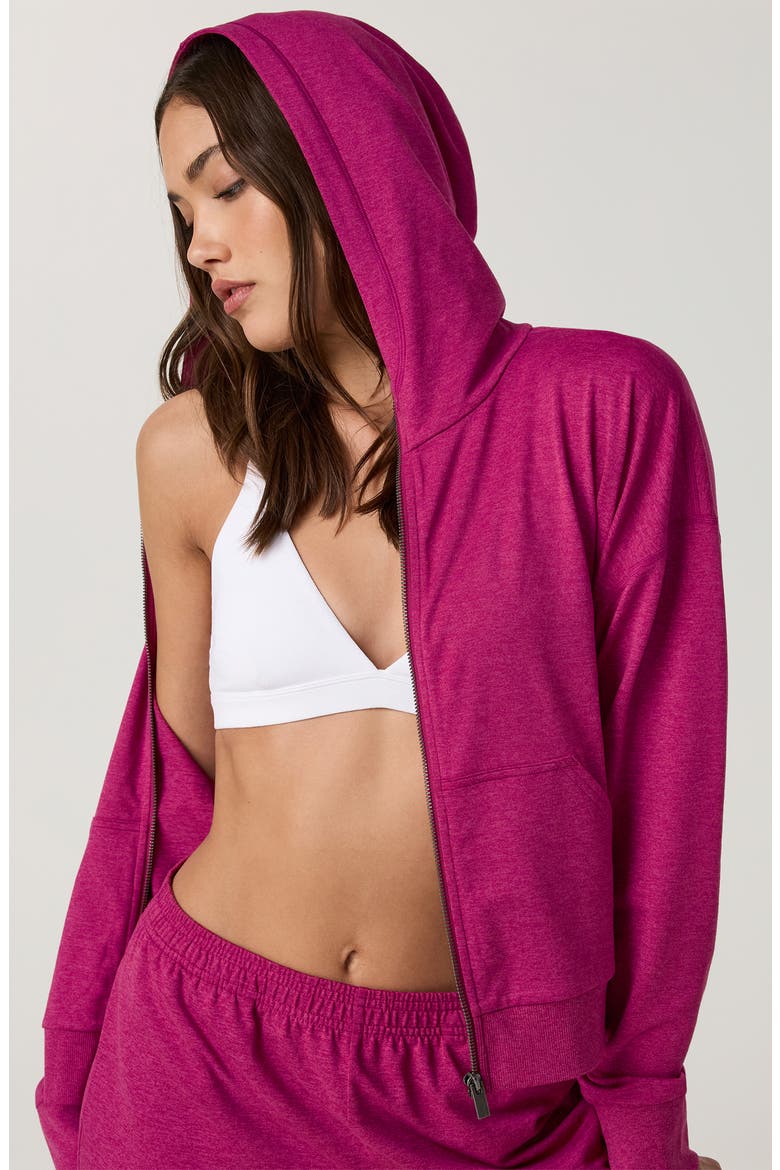 Halo Modern Zip Hoodie, Alternate, color, DRAGON FRUIT HEATHER