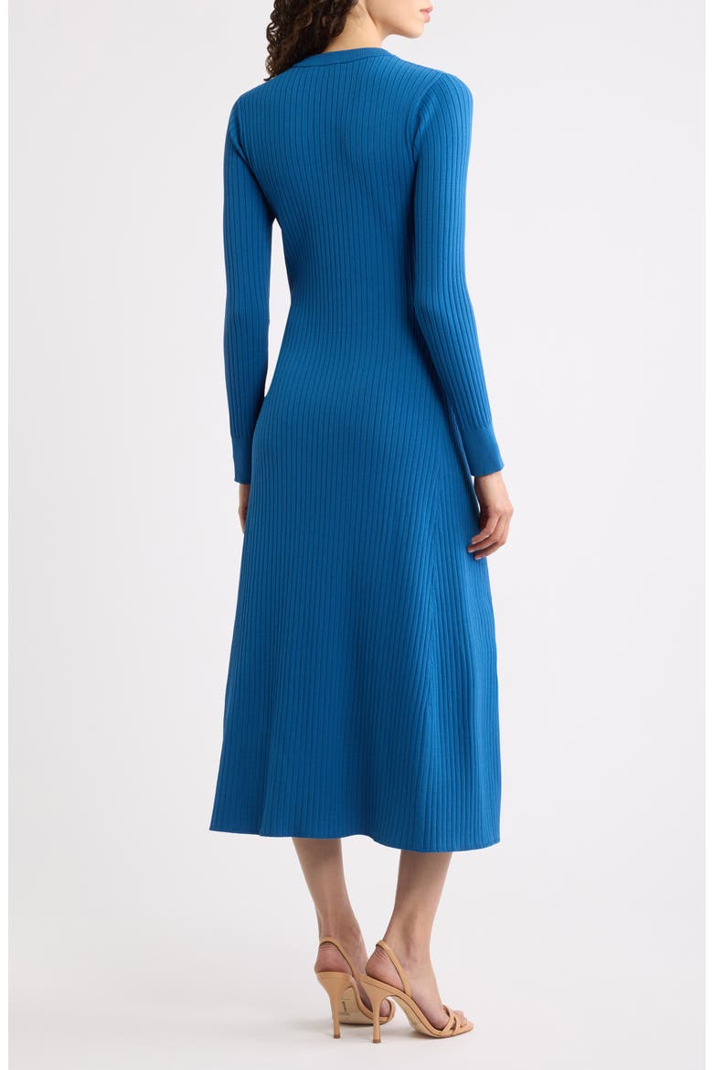 The Tamara Button Detail Long Sleeve Midi Sweater Dress, Alternate, color, BLUE DREAM