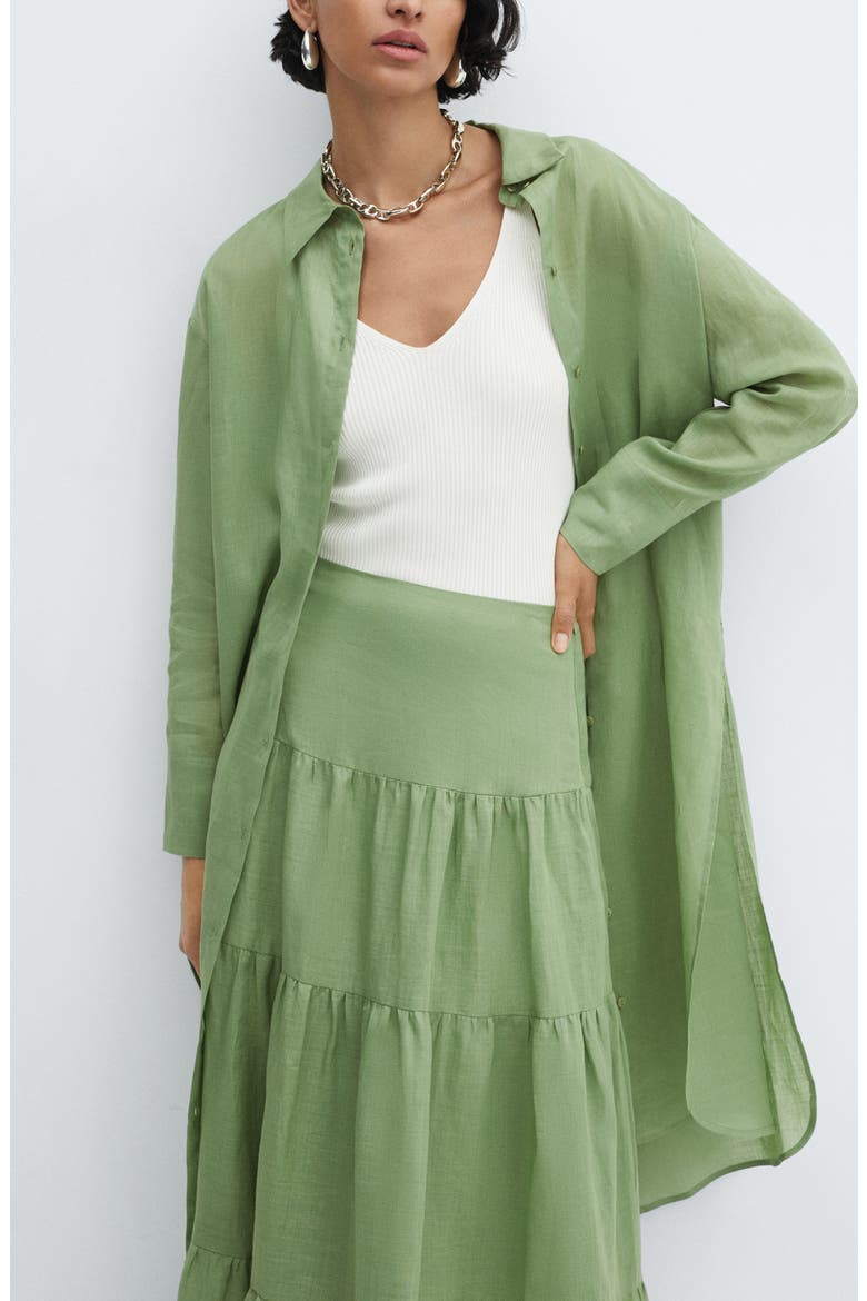 Tiered Ramie Maxi Skirt, Alternate, color, GREEN