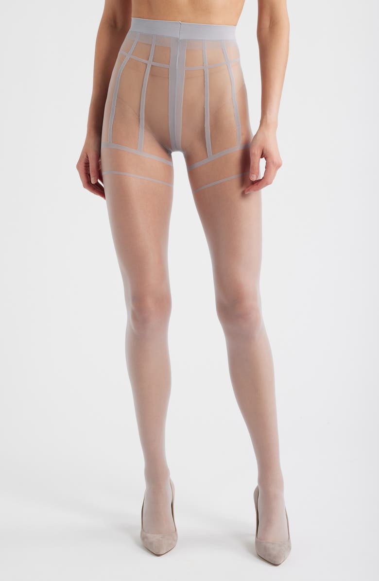 Nordstrom Sheer Corset Stripe Tights, Main, color, Grey Dapple