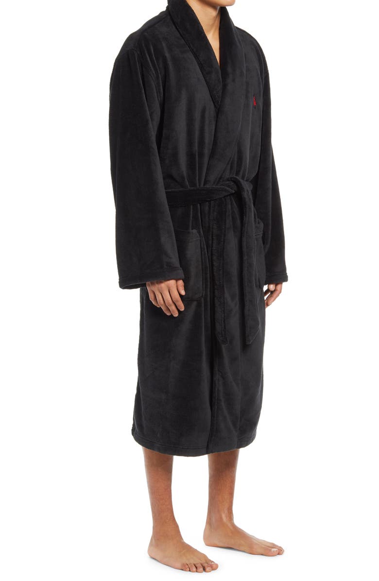Polo Ralph Lauren Microfiber Men's Robe, Alternate, color, Polo Black