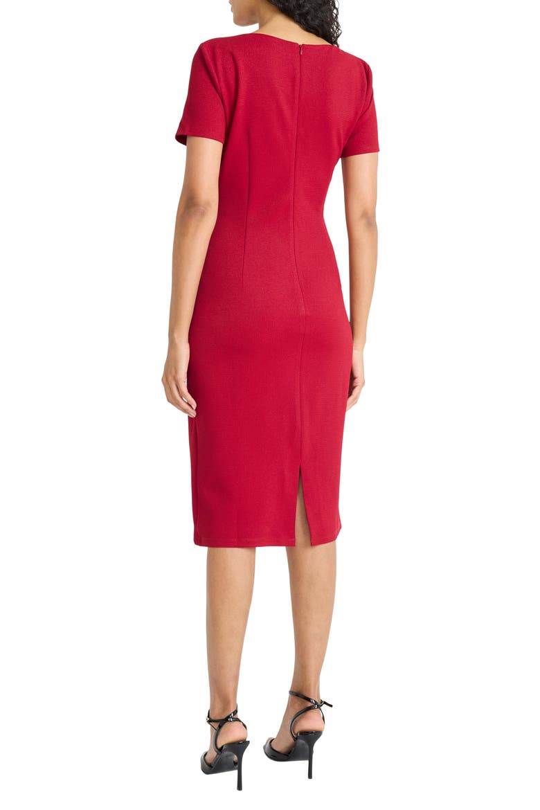 Zigzag Knit Sheath Dress, Alternate, color, DEEP RED