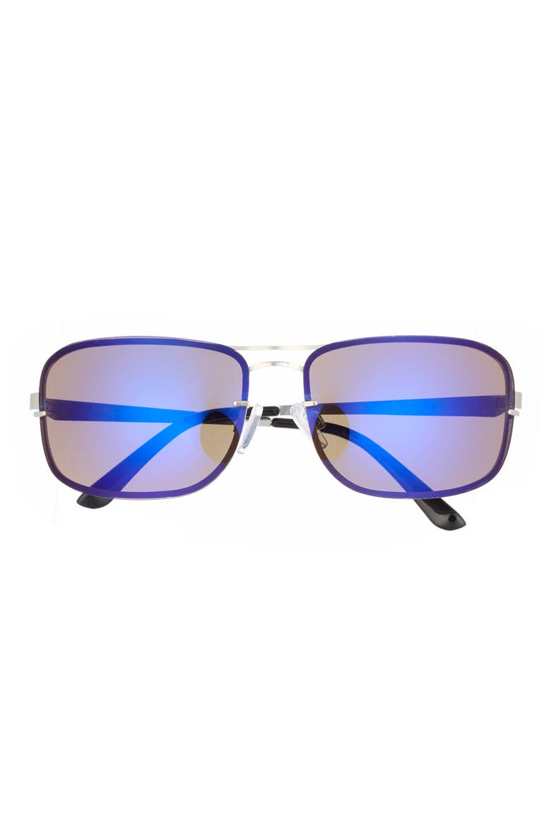64mm Oversize Aviator Sunglasses, Main, color, SILVER