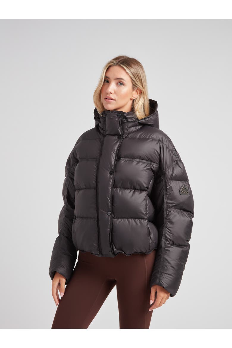 Cloud Boss Hooded Puffer Jacket, Main, color, BLACK