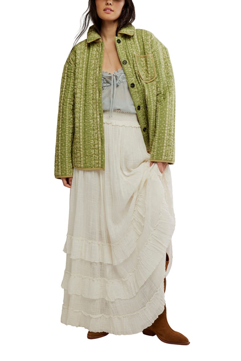 Brynn Tiered Cotton Blend Maxi Skirt, Alternate, color, WHITE