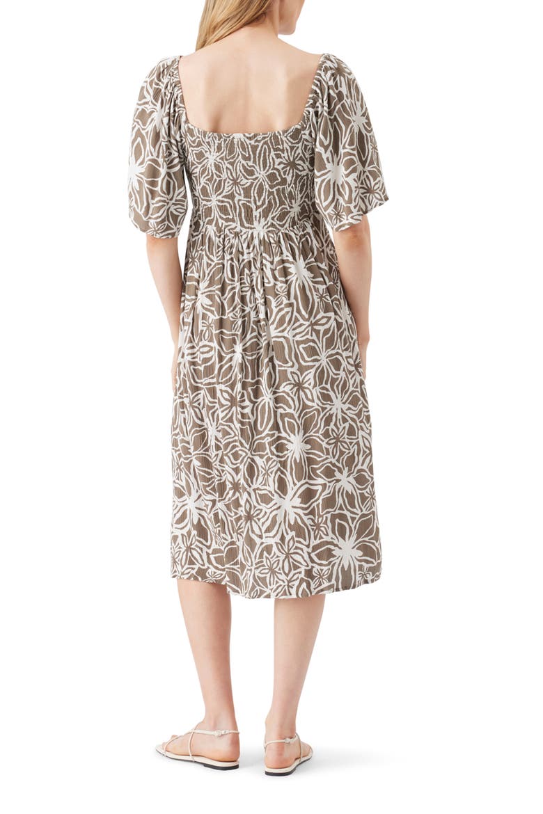 Alona Shirred Dress, Alternate, color, Olive / White