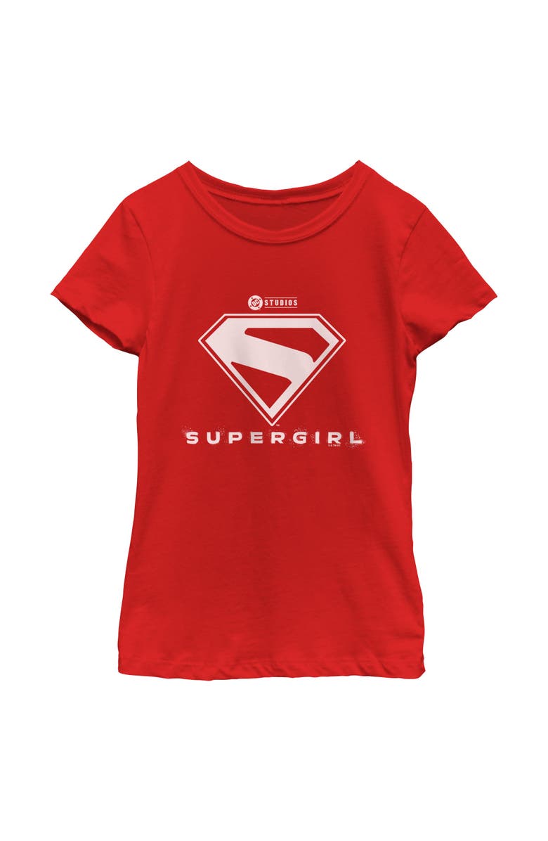 Supergirl Girl's Supergirl Official Shield White Logo Graphic T-Shirt, Main, color, Red
