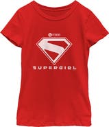 Supergirl Girl's Supergirl Official Shield White Logo Graphic T-Shirt