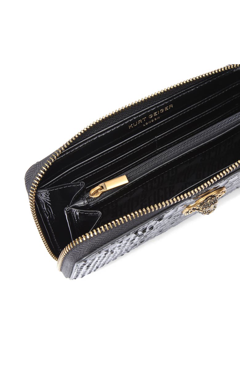 Kurt Geiger London Chelsea Zip Around Embossed Leather Wallet, Alternate, color, Black