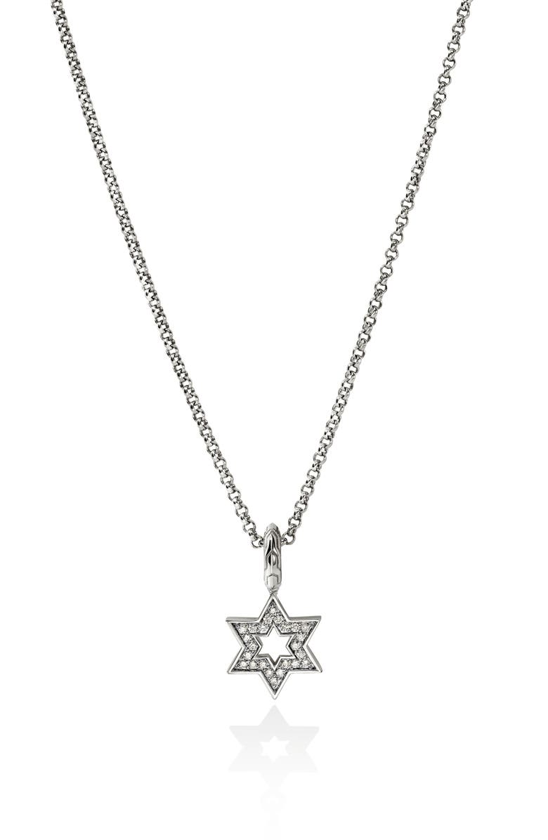 John Hardy JH Essential Star of David Pendant Necklace, Main, color, Silver