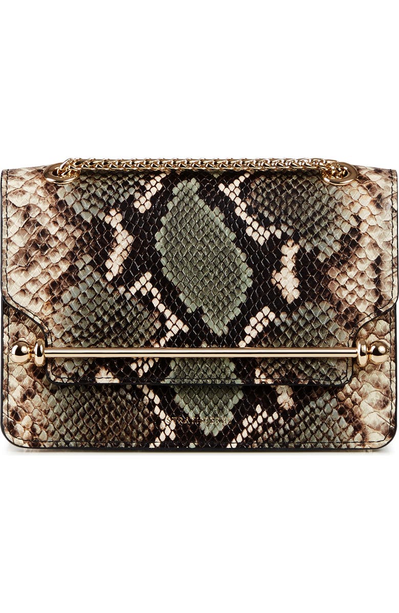 Strathberry Mini East/West Snake Embossed Leather Shoulder Bag, Main, color,