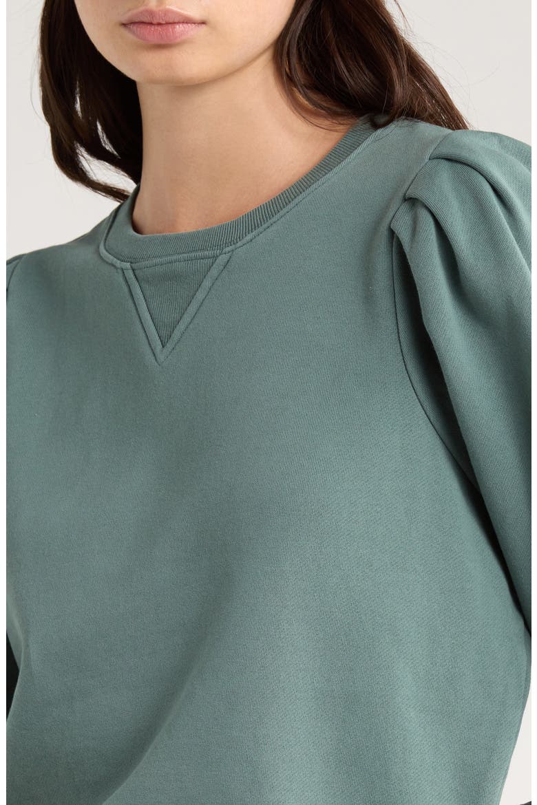 Tiffany Puff Sleeve Cotton Fleece Sweatshirt, Alternate, color, LAKE