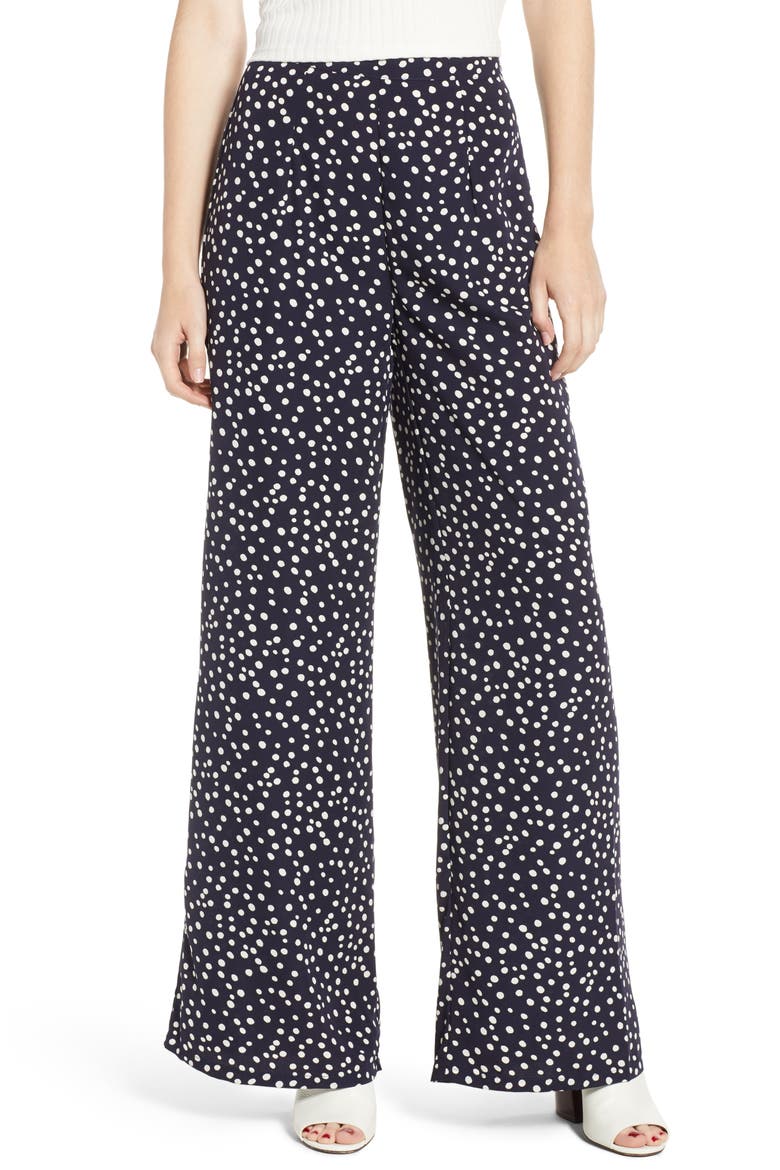 Abstract Wide Leg Pants, Main, color, NAVY/ WHITE