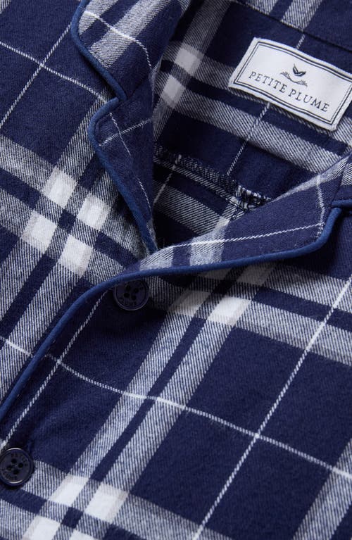 Petite Plume Oxford Tartan One-piece Brushed Twill Pajamas In Animal Print