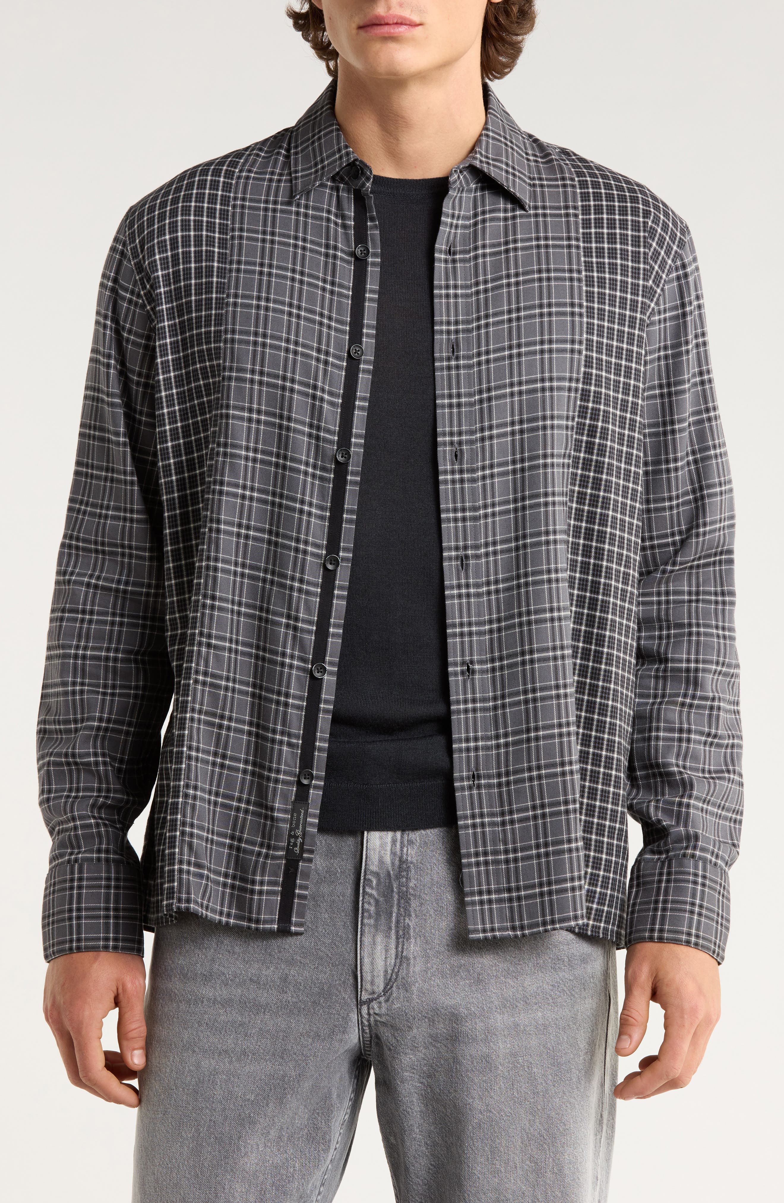 rag & bone Dalton Patchwork Cotton Blend Flannel Button-Up Shirt