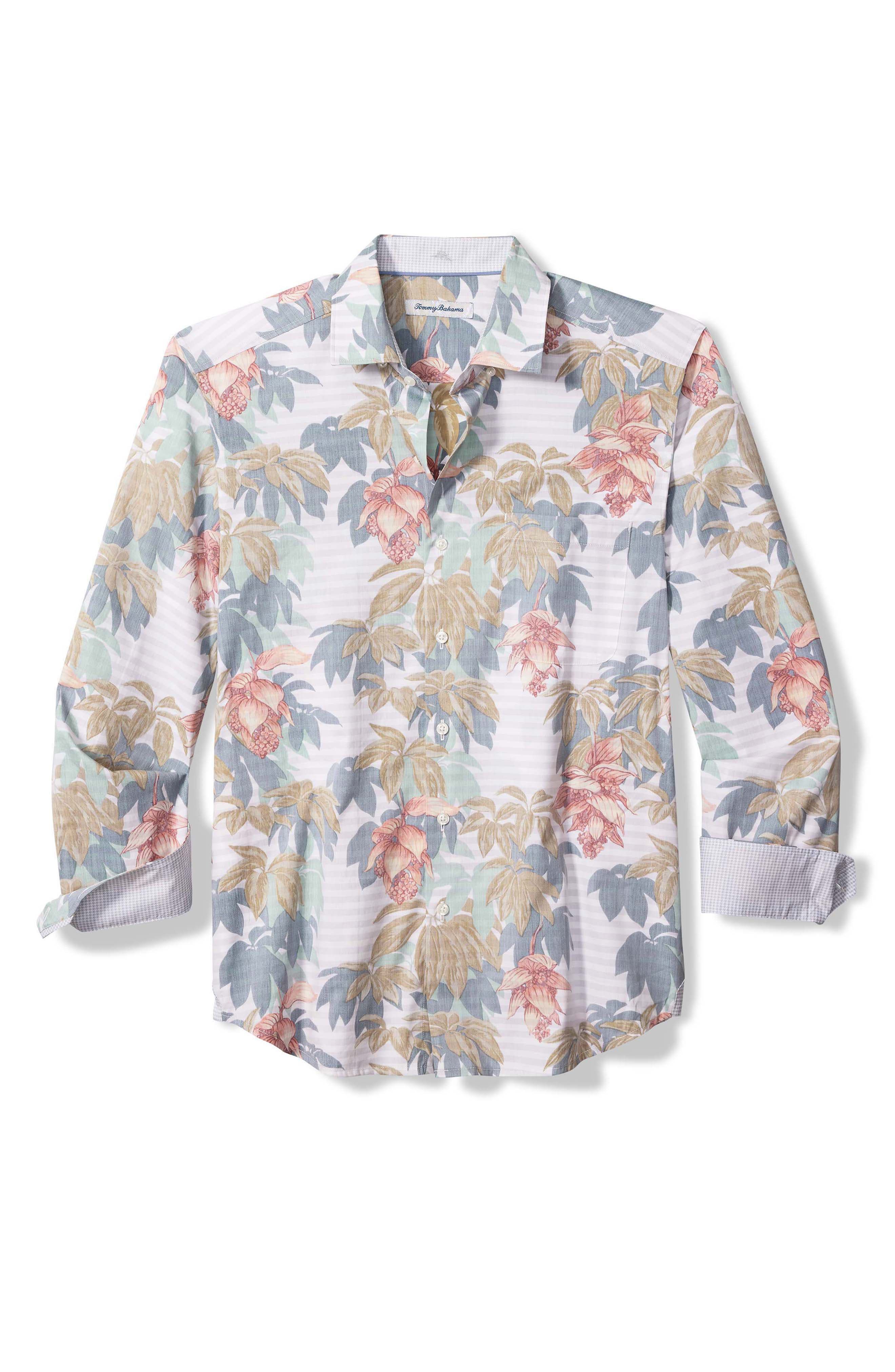 Falling Gardens Floral & Stripe Cotton & Silk Button-Up Shirt