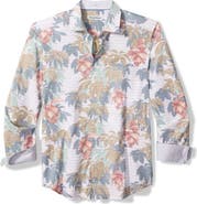 Tommy Bahama Falling Gardens Floral & Stripe Cotton & Silk Button-Up Shirt