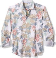 Tommy Bahama Falling Gardens Floral & Stripe Cotton & Silk Button-Up Shirt