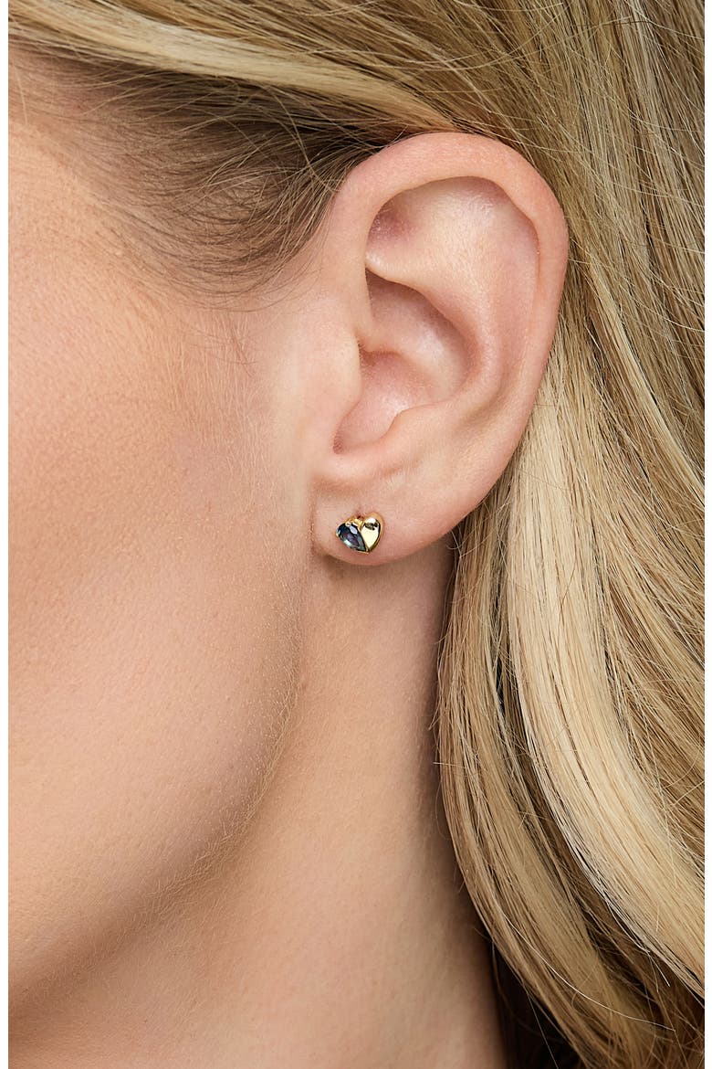 14K Gold London Blue Topaz Heart Stud Earrings, Alternate, color, 14KY