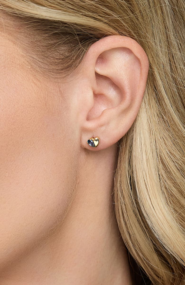 Bony Levy 14K Gold London Blue Topaz Heart Stud Earrings, Alternate, color, 14Ky