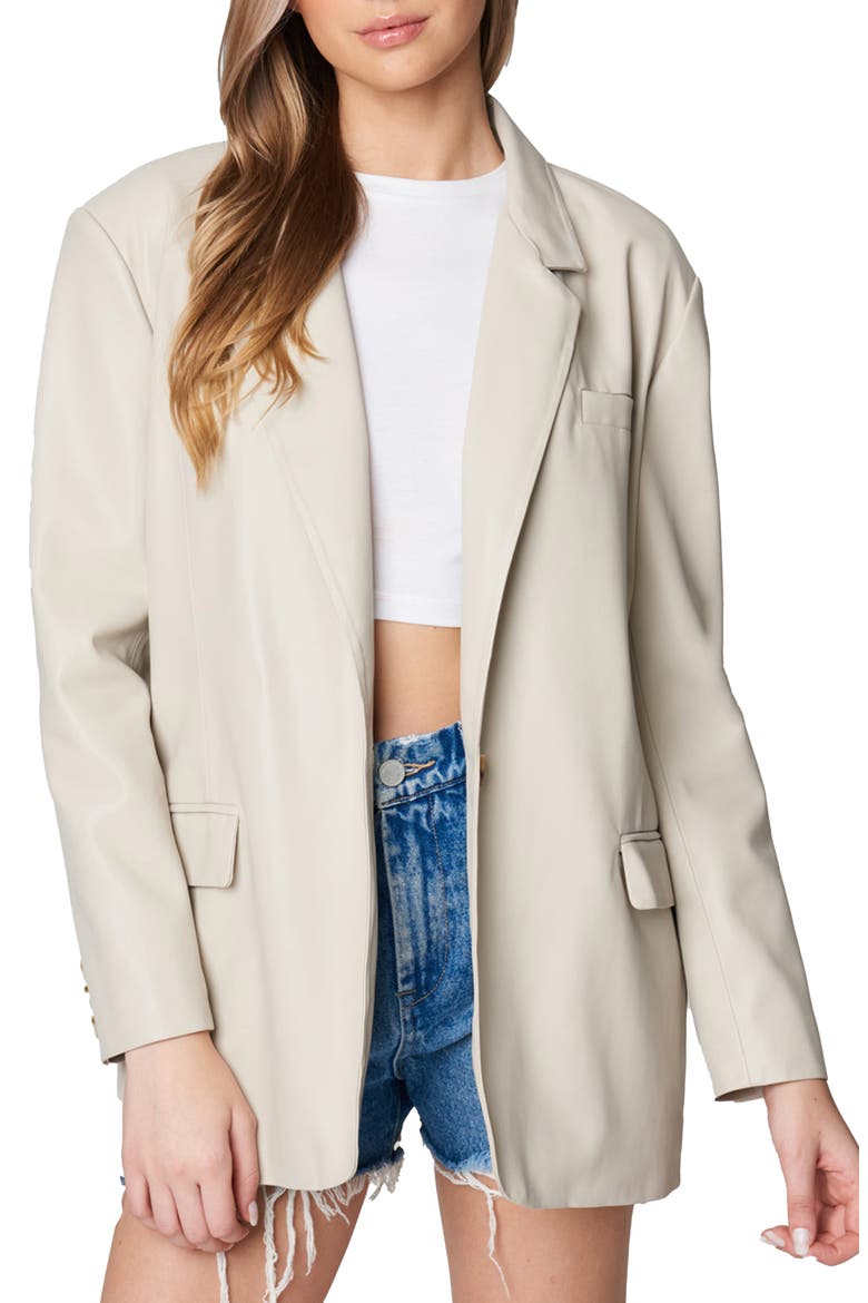 Faux Leather Blazer, Main, color, BARE ESSENTIALS