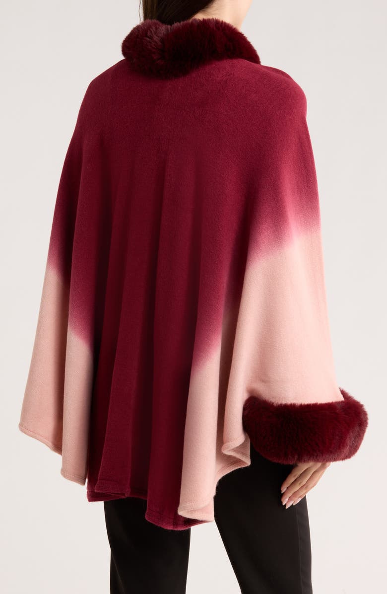 PATRIZIA LUCA Ombré Faux Fur Cape, Alternate, color, Burgundy