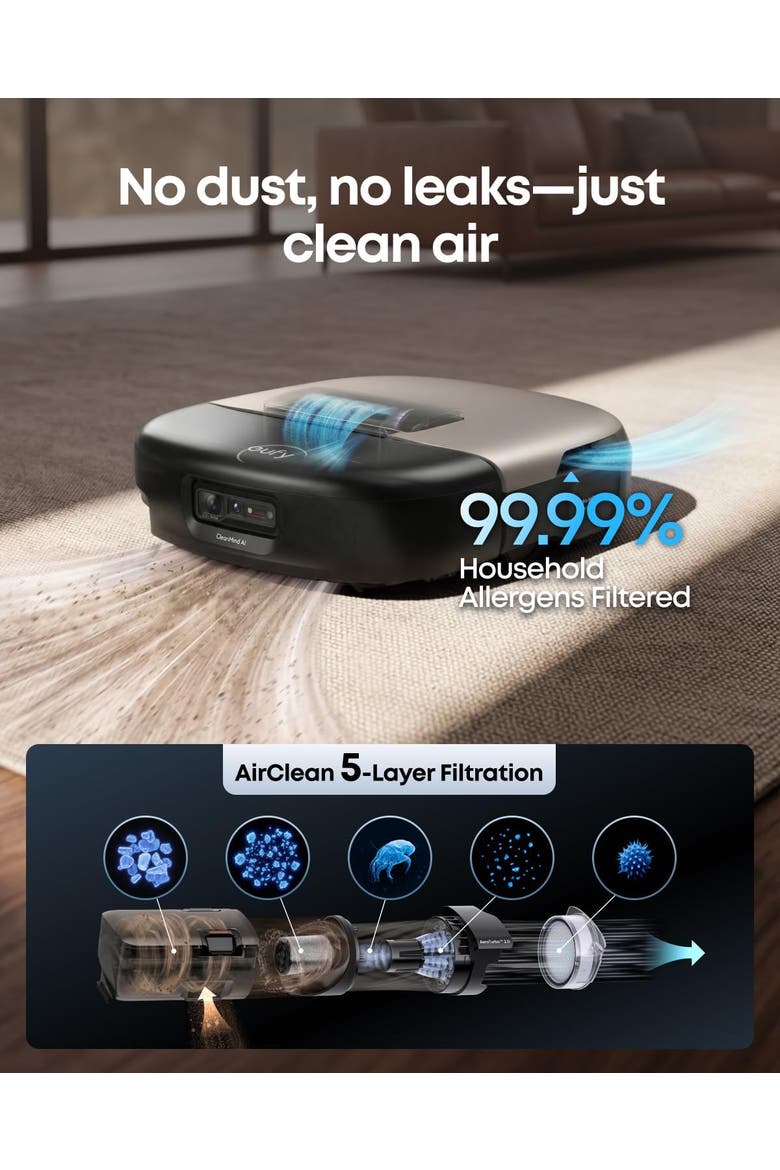 Omni S2 Robot Vacuum and Mop Combo with Accessory Kit and Hard Floor Cleaner, Alternate, color, Black