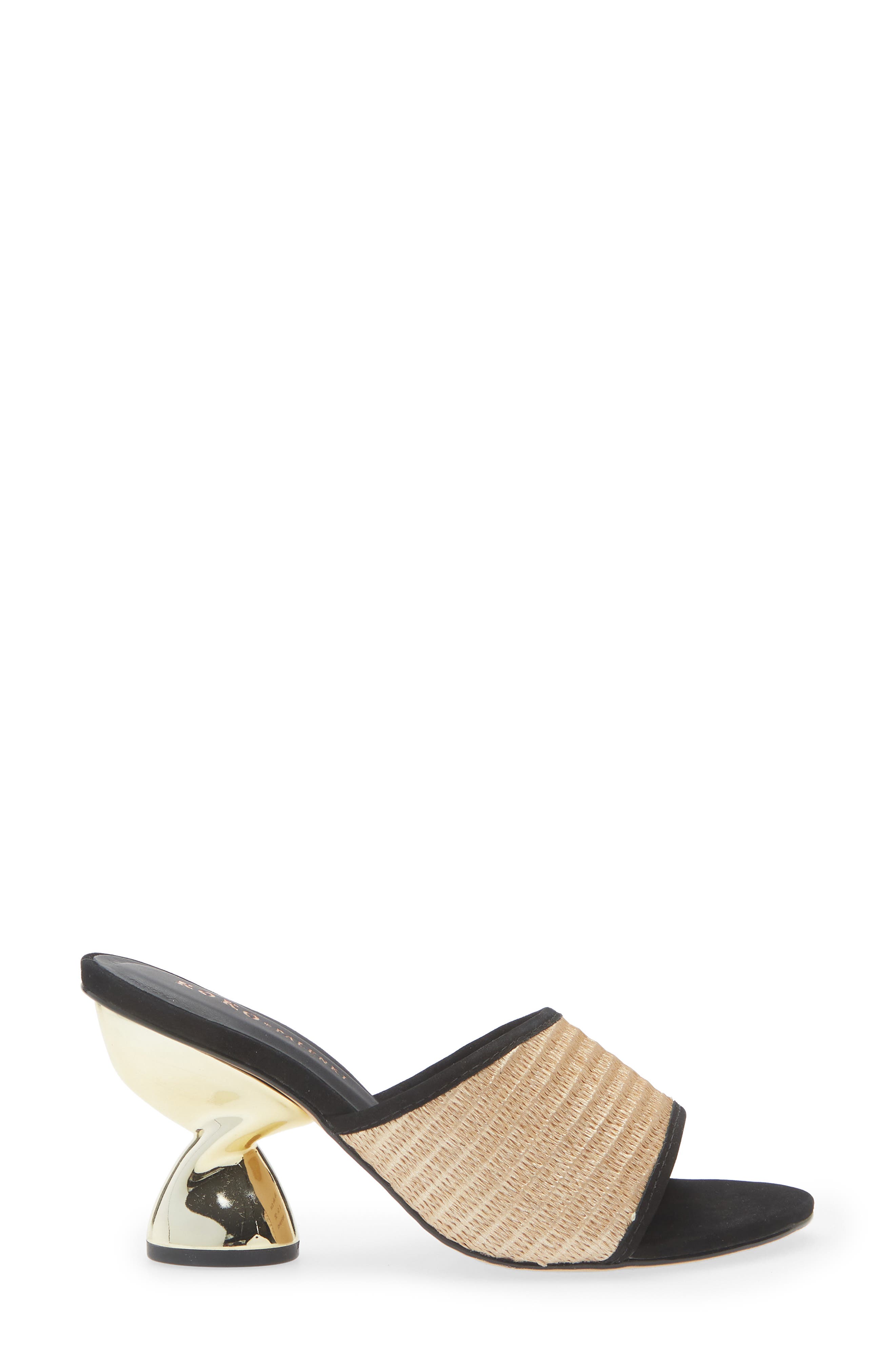 KOKO + PALENKI Thea Slide Sandal, Alternate, color, Black Nubuck-Raffia